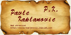 Pavle Kaplanović vizit kartica